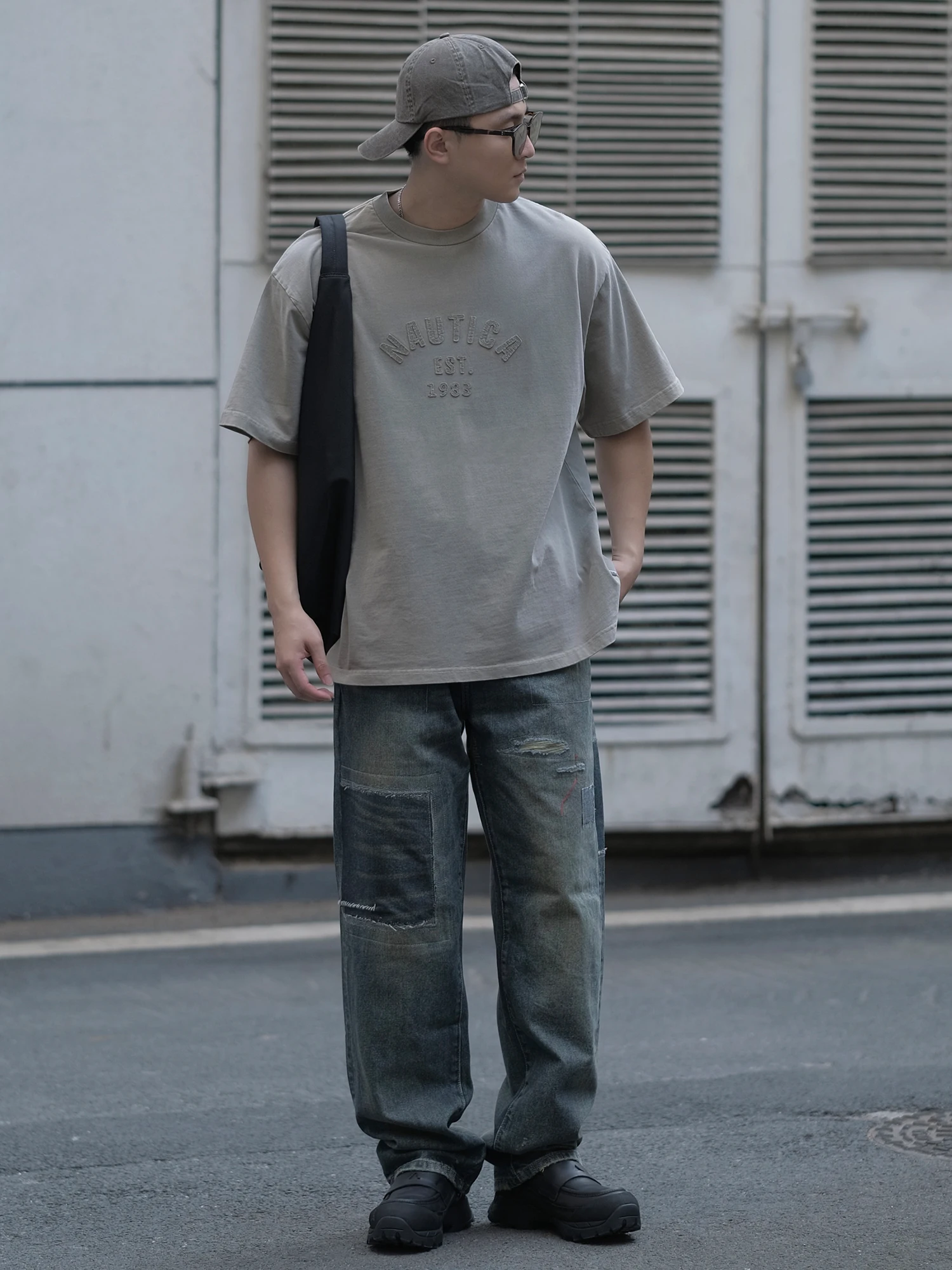 

Мужские джинсы Waed Japanese Sle с прямыми штанинами, в стиле пэчворк, винтажные, из денима, повседневные, на все сезоны, со средней посадкой, на молнии