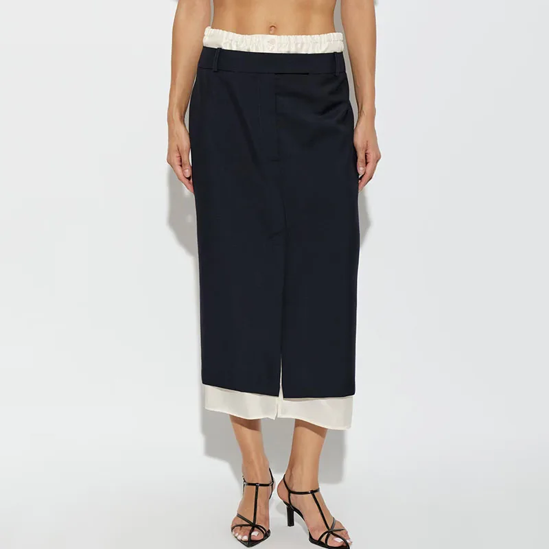 Women's Color-Blocked Straight Skirt, Stretch-Waist Skirt, Casual and Versatile Long Skirt, High-Quality Skirt, 2026, New y2k