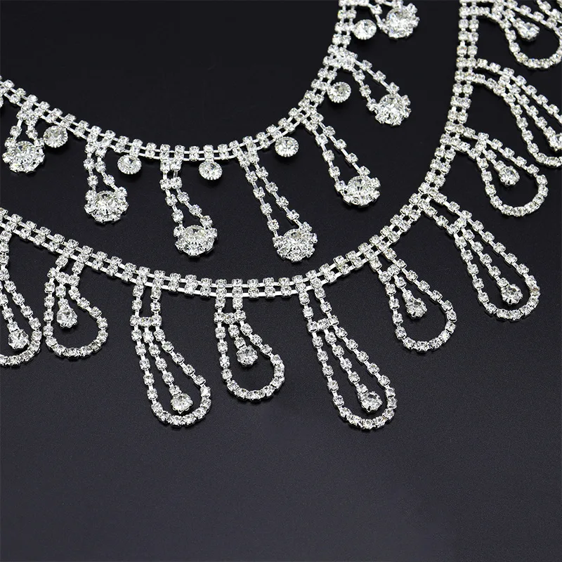 

Rhinestone Fringe Trim, Tassel Chain Crystal Diamond Beaded Rhinestones Ribbon for DIY Sewing Clothing Jeans Wedding Party Craft