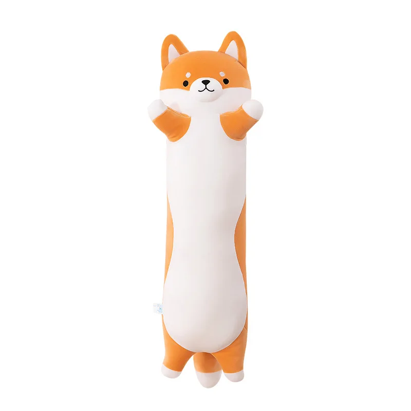 Almohada de felpa de cuerpo larga y suave con diseño de dibujos animados, para niños y niñas (naranja, 19 pulgadas