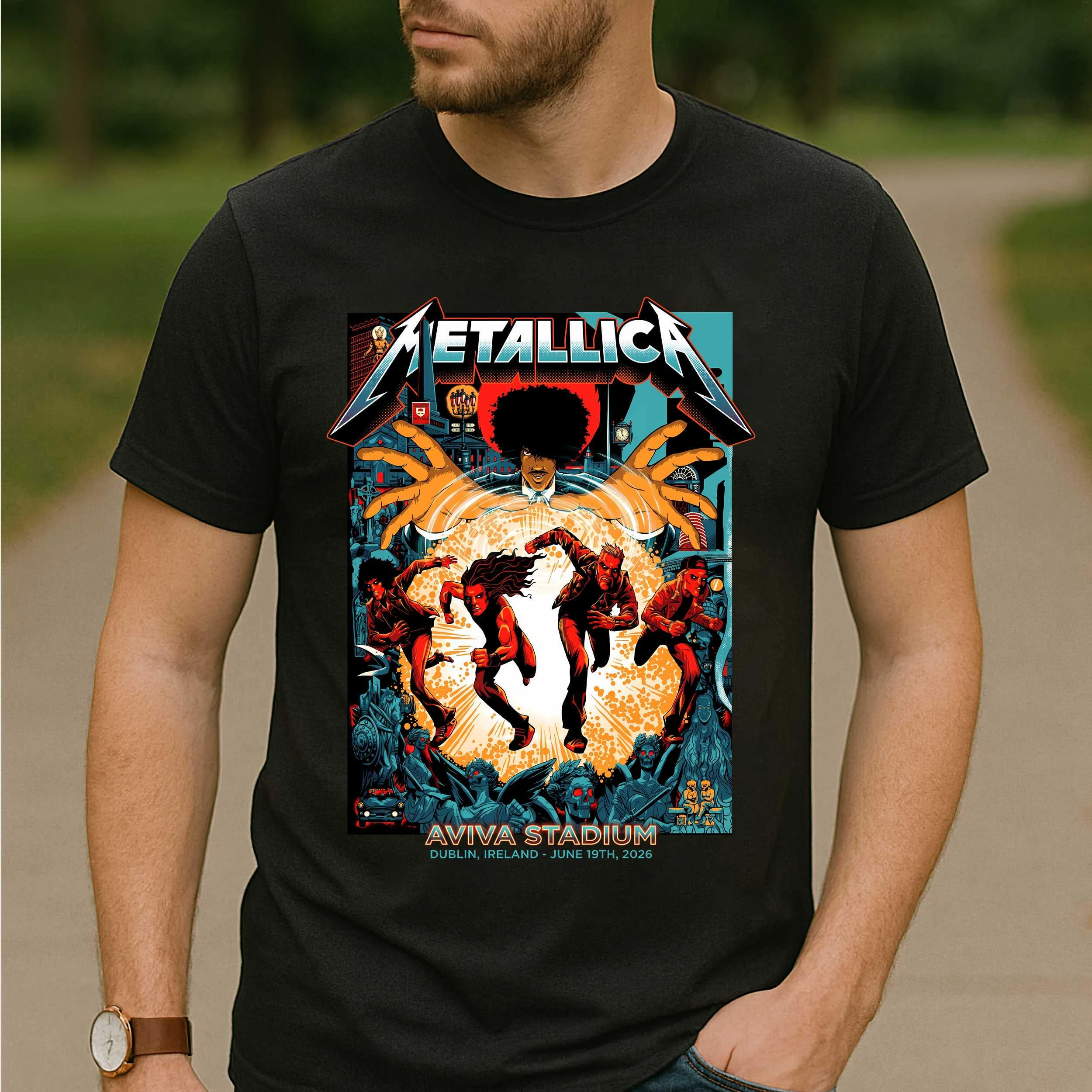 Retro Metallica Dublin 2026 Aviva Stadium Concert Tee M72 World Tour Night 1 Heavy Metal Gra Men Women Cotton Street Wear Y2K
