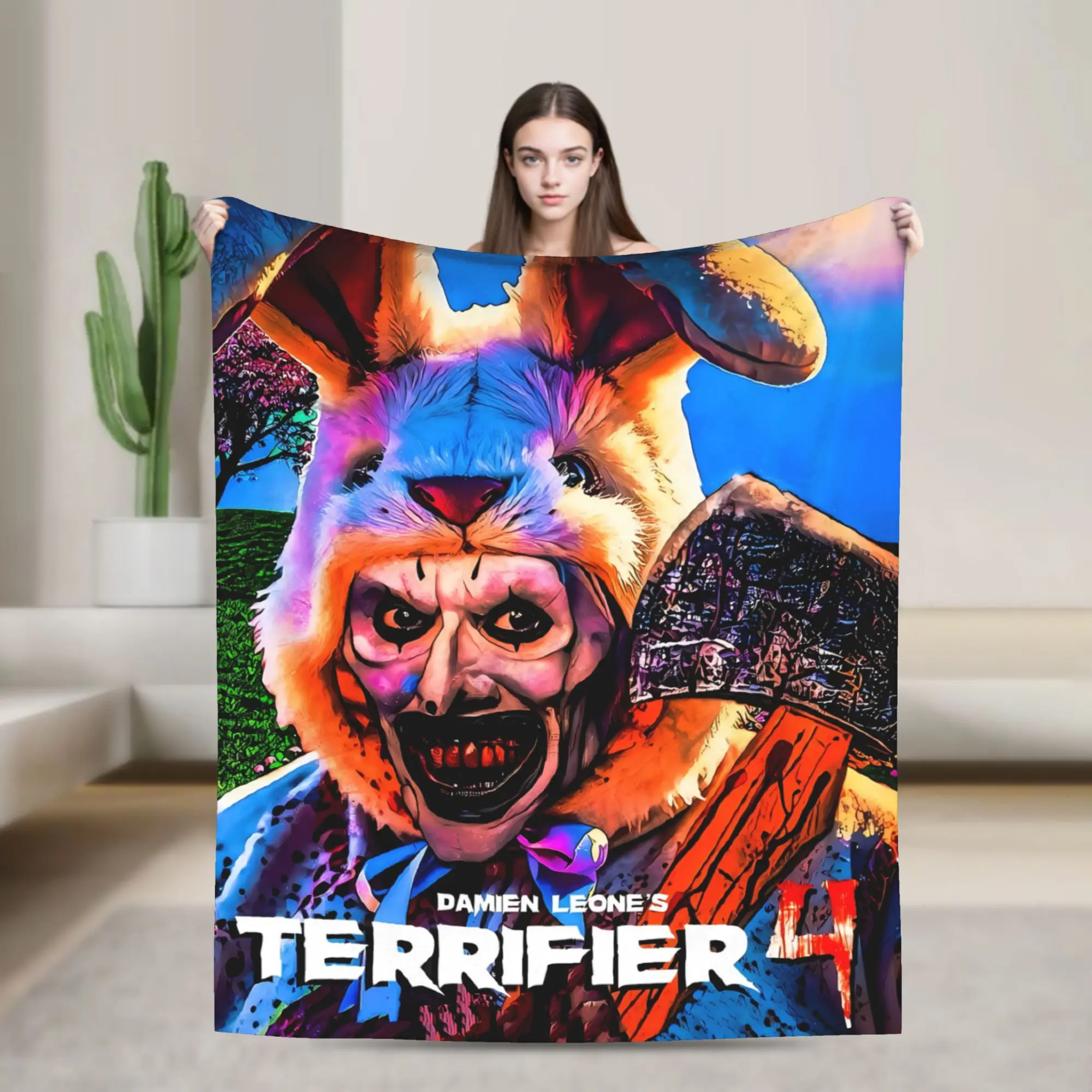 Terrifier Movie Blanket Quality Warm  Throw Blanket Winter Girls Boys Home Decor Fluffy Bedspread