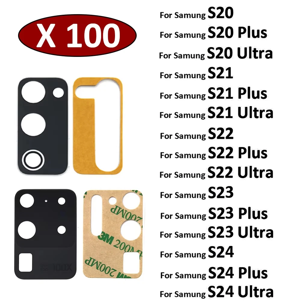 100Pcs, Back Rear Camera Glass Lens With Adhesive For Samsung S20 S21 S22 S23 S24 Plus Ultra FE 5G Camera Glass Lens