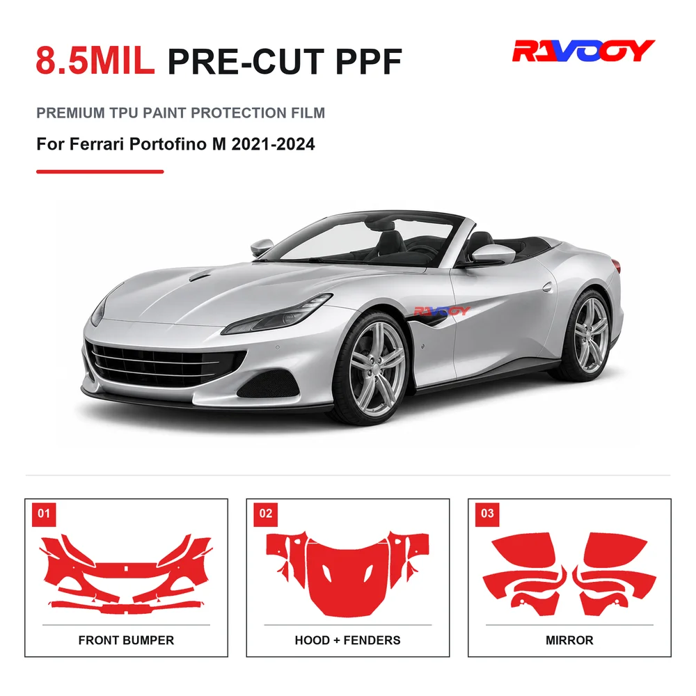 Precut PPF For Ferrari Portofino M 2021-2024 8.5mil TPU Clear Paint Protection Film Self Healing Hydrophobic UV Stone Chip Guard