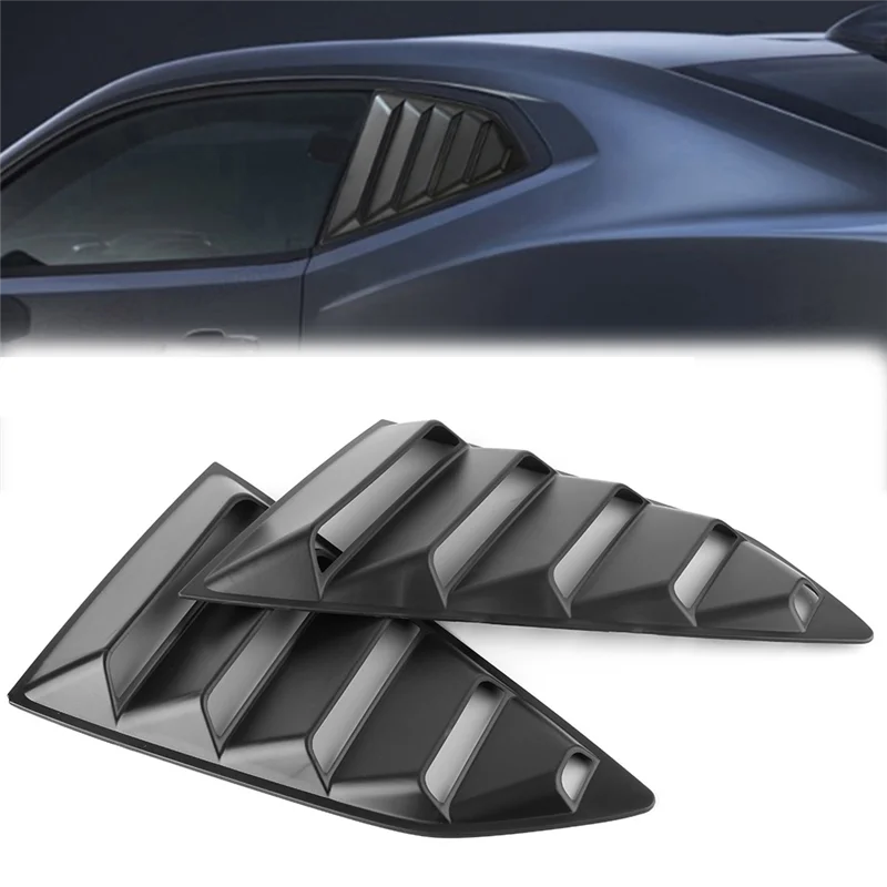 Matte Black 1/4 Rear Side Vent Quarter Window Louver Shutter Cover Trim for 2016-2022 Chevy Camaro