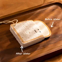 2pcs  Cute Toast Bread Shape Wood Pulp Cotton Rag Kitchen Dishwashing Dish Towel Wipe Scouring Pad Magic Eraser Sponge Wipe Dry