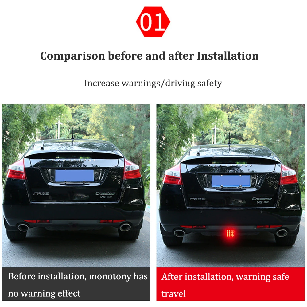1Pc 12V 2Mode Universal LED Rear Brake Fog Lights Square Tail Pilot Light Style Rear Bumper Lamp For Honda Civic 8th