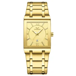 FNGEEN Business Men's Watch Waterproof Calendar Men's Square Watch Stainless Steel Mesh Band Quartz Watch Suitable for Men