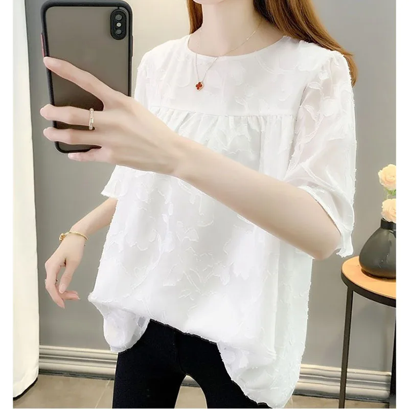 

Весенние женские топы с круглым вырезом, осенние модные блузки больших размеров до 6XL, пуловеры, куртки, европейские повседневные шифоновые рубашки для женщин