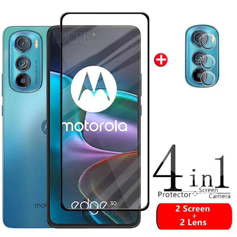 

4-in-1 For Motorola Moto Edge 30 Glass For Moto Edge 30 Tempered Glass Full Cover Screen Protector For Moto Edge 30 Lens Glass