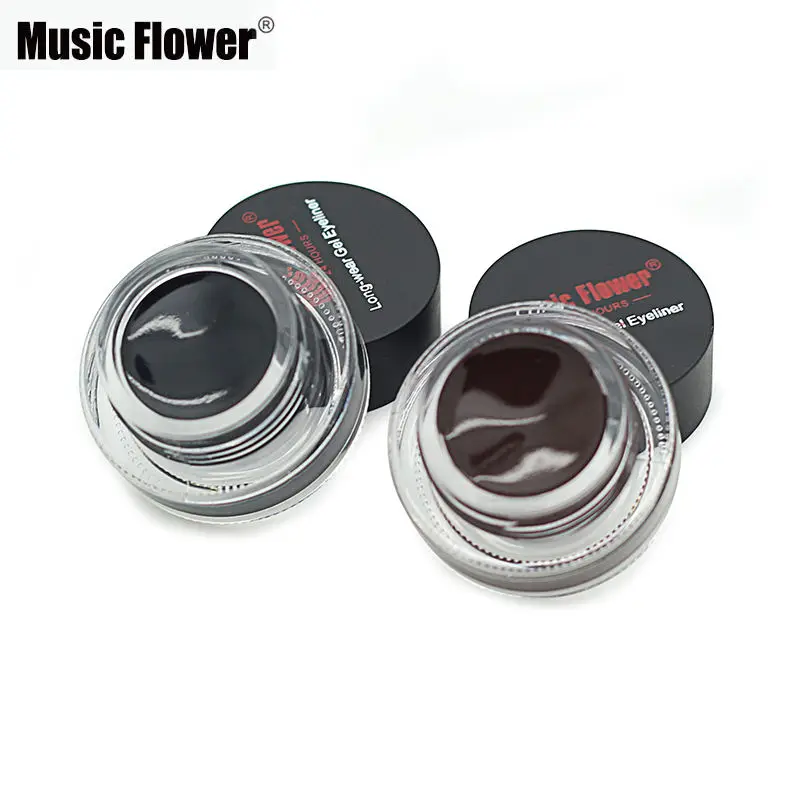 Música flor 2 em 1 café + gel preto delineador compõem à prova dwaterproof água cosméticos conjunto olho forro maquiagem olho maquiagem