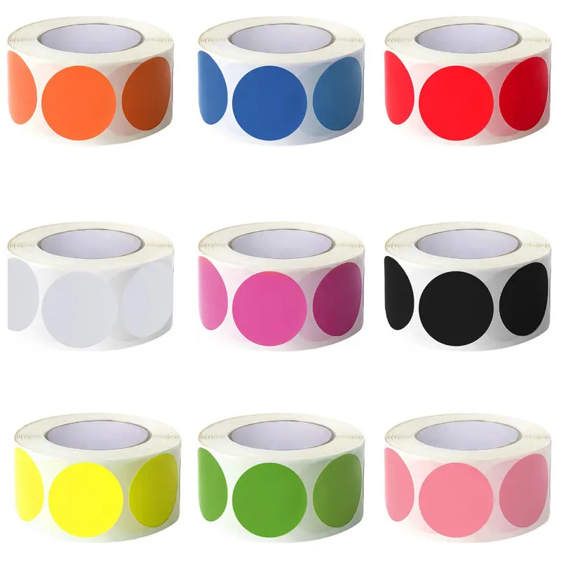 500 Etiketten/Rolle, 2,5 cm, runde Farbcodierung, Kreis-Punkt-Etiketten, Scrapbooking-Aufkleber, Party-Geschenk-Dekorationen, Etiketten