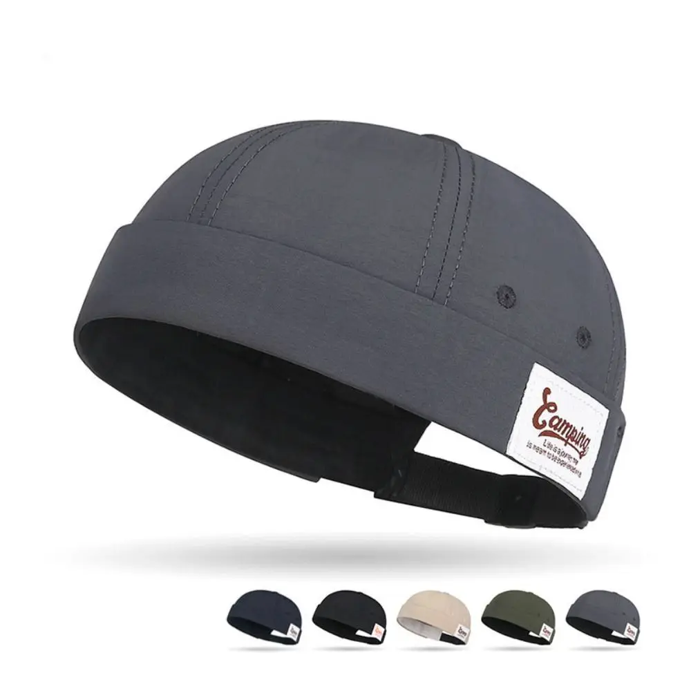 قبعة دوكر كاجوال كلاسيكية بدون إطار بلون سادة سريعة الجفاف قبعة المالك قابلة للتعديل قابلة للتنفس قبعات جلد البطيخ للجنسين