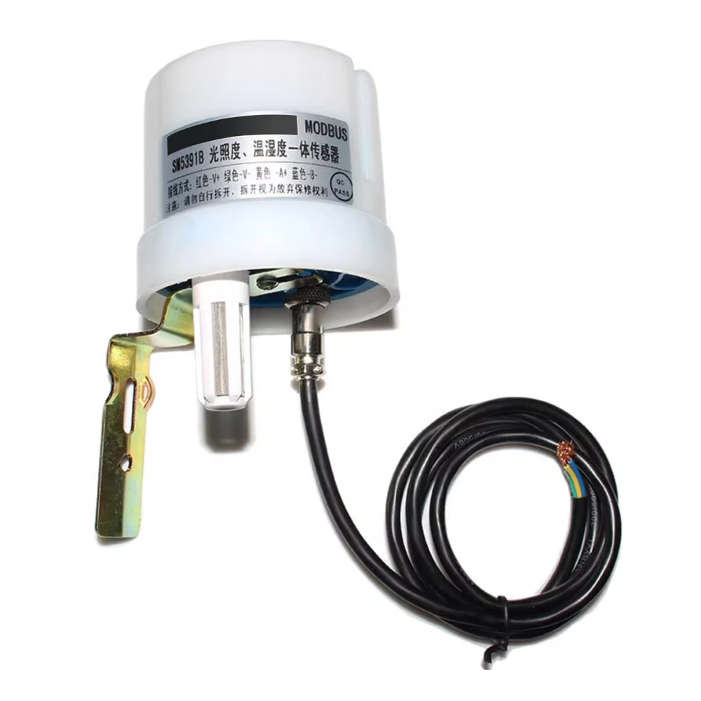 Outdoor Temperature Humidity 0-30m/s Wind Speed Sensor Module 0-200000LUX Illuminance Transmitter Waterproof Modbus-RTU RS485