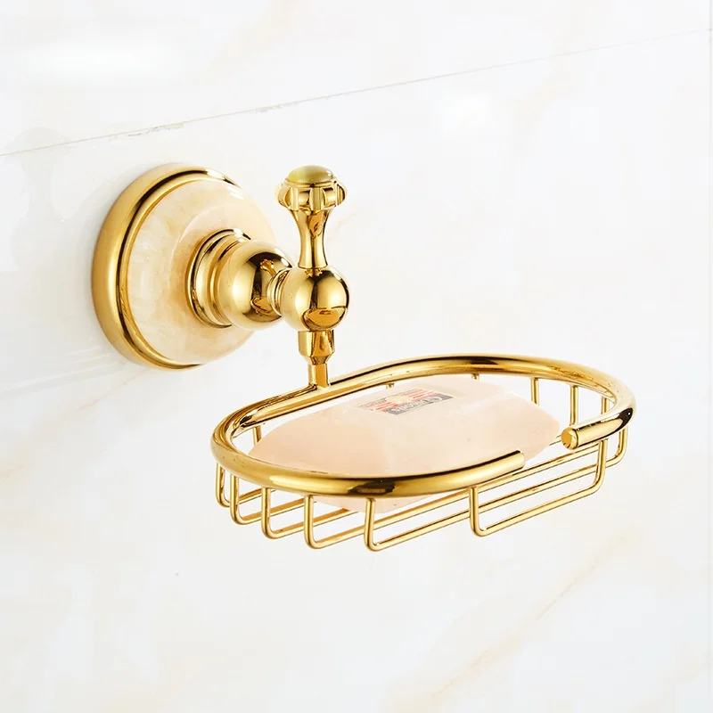 Brass Jade Toilet Brush Holder Bathroom Shelf Gold Paper Holder Towel Bar Soap Holder Towel Rack Towel Hook Bathroom Hardware - view 4