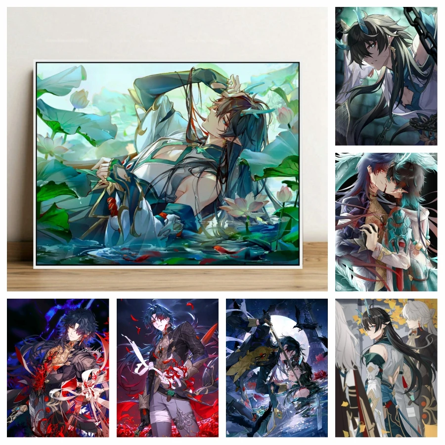 Blade Dan Heng Honkai Star Rail Anime Game Diamond Mosaic Painting Jing Yuan Yanqing Impact 3 Cartoon Cross Stitch Decor Gift