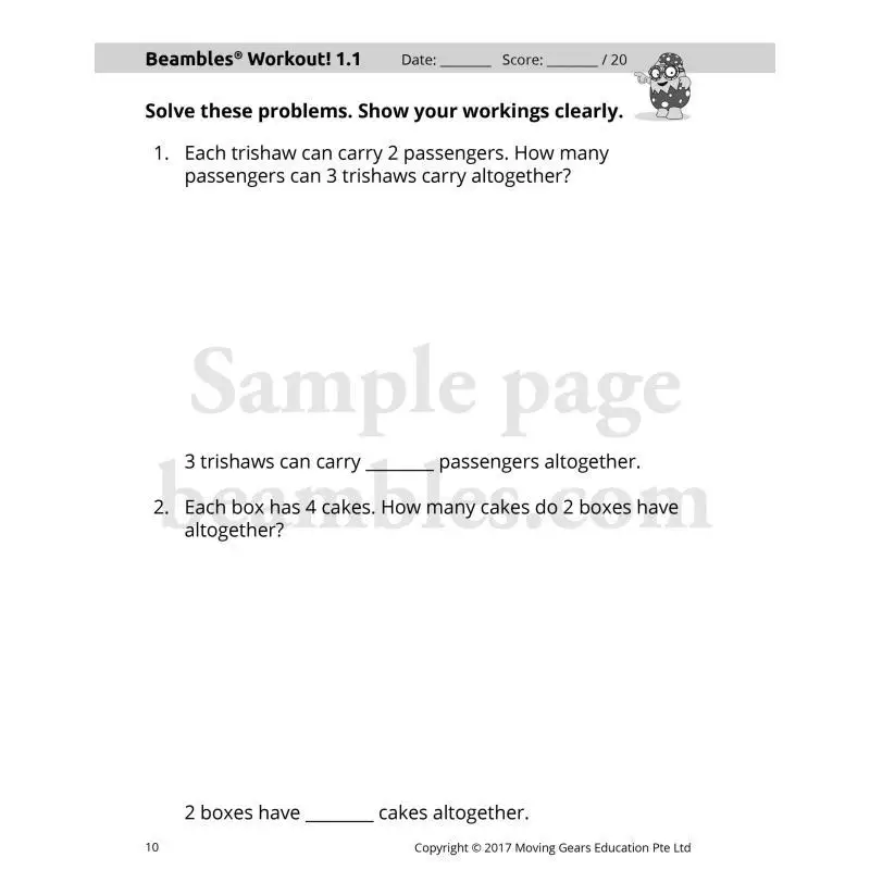 Beambles Mathematics StepByStep مشاكل الكلمات الابتدائية 1 كتاب 2 BEAMBLES BEAMBLES 9789814717328 كتاب