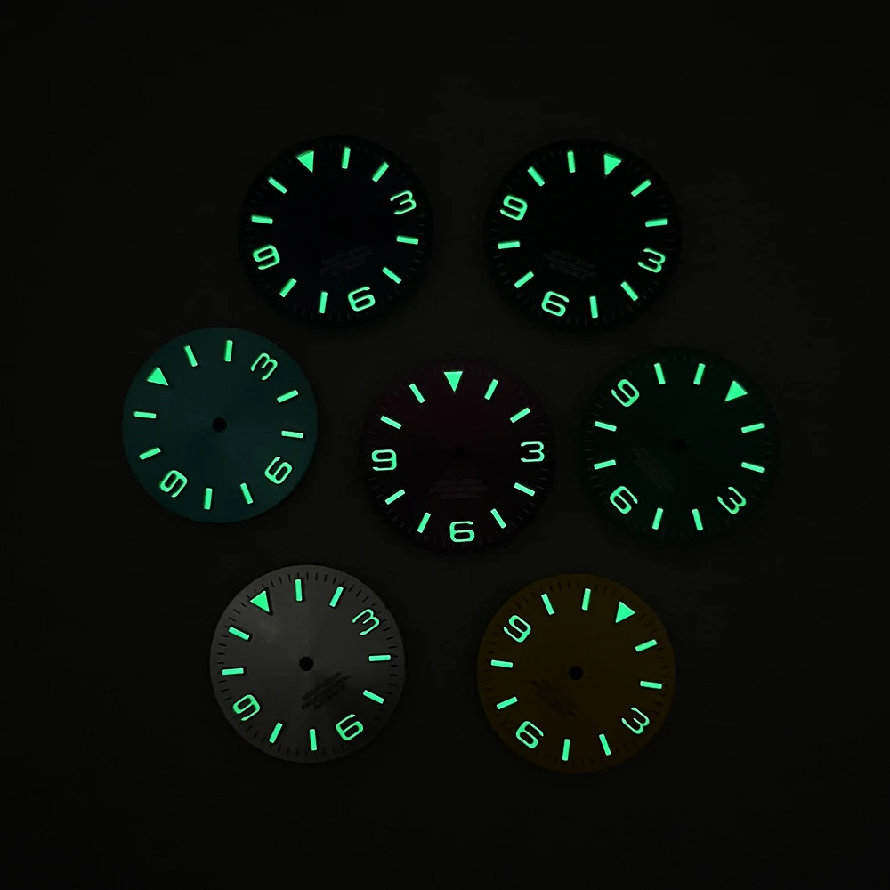 28,5 мм S Logo Ex plorer Sunray циферблат подходит для механизма NH35/NH36/4R/7S зеленый светящийся аксессуар для модификации часов 3/3,8/4O'clock