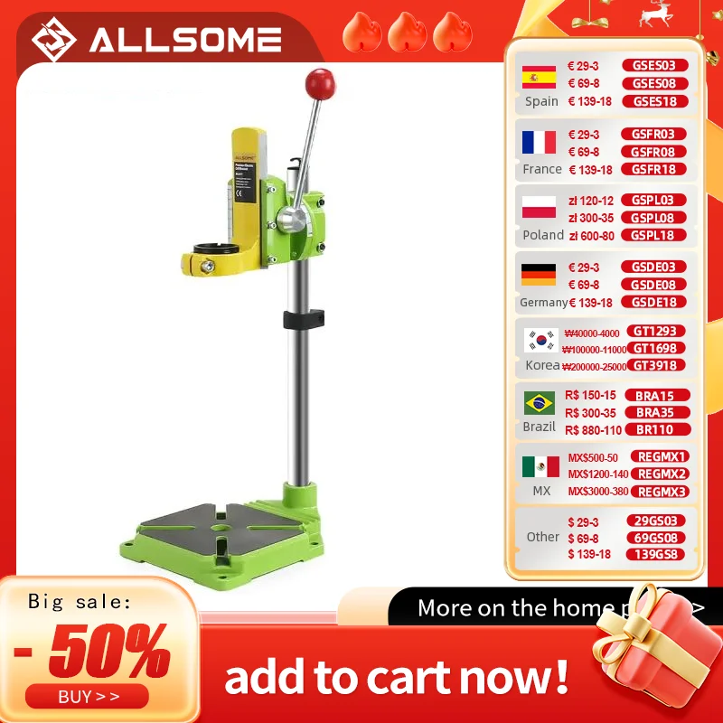 ALLSOME Drill Press Stand Mini Electric Drill Bracket