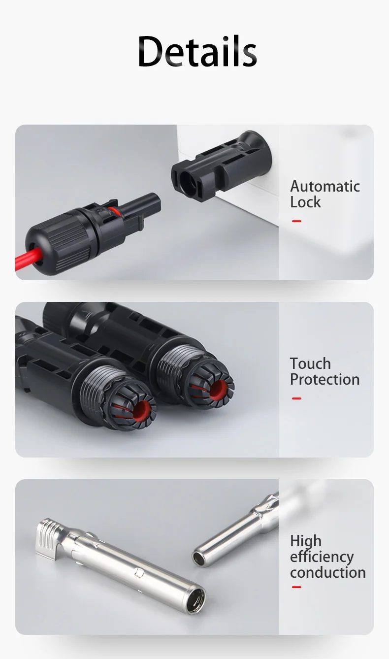 10 Paar IP68 PV-Solar-Stecker, 1000 V, 30 A, Kabel, männliche und weibliche Panels und Photovoltaikanlagen, 2,5/4/6 mm2 Schraubenschlüssel – Detail 4