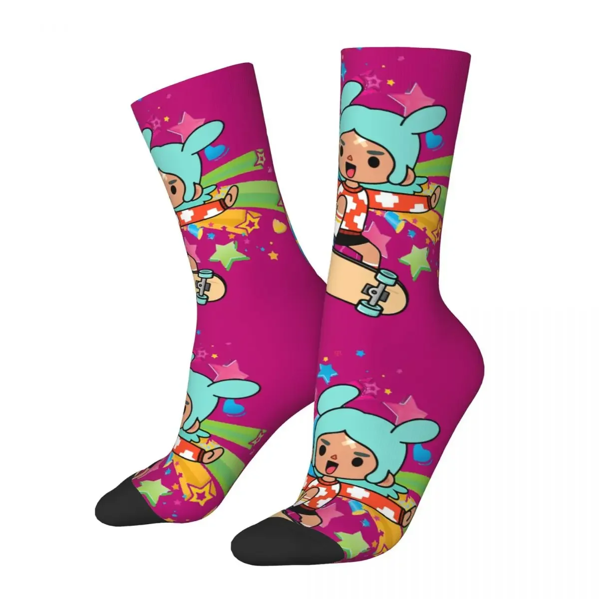 Hip Hop Retro Funny Rita Crazy Men's Compression Socks Unisex Toca Life The Of Exquisite Cartoons Printed Crew Sock