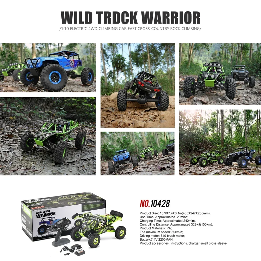 Children\'s Toy Hot WLtoys 10428 RC Car 45CM 2.4G 1:10 Scale Double Speed Remote Radio Control Electric Wild Track Warrior