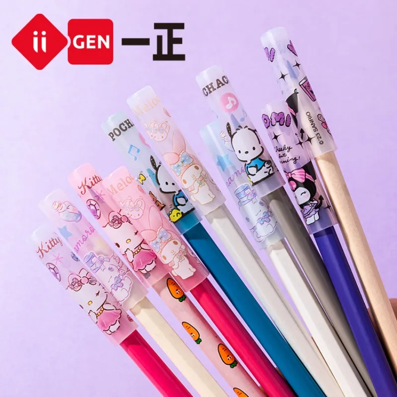 Iigen 4pcs/set Sanrio Pencil Protective Cap Anime Kawaii My Melody Cinnamoroll Students Ballpoint Pen Cover Extender Stationery