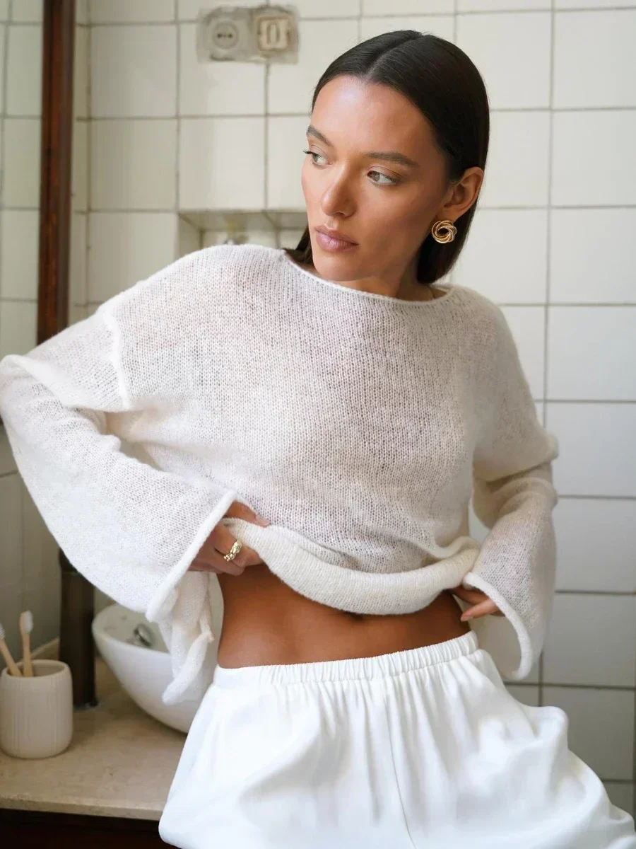 

Bornladies Elegant Sweater Women Summer Autumn Casual Fashion Loose Women Pullovers Chic Pink White Jumper Sueter Mujer свитер