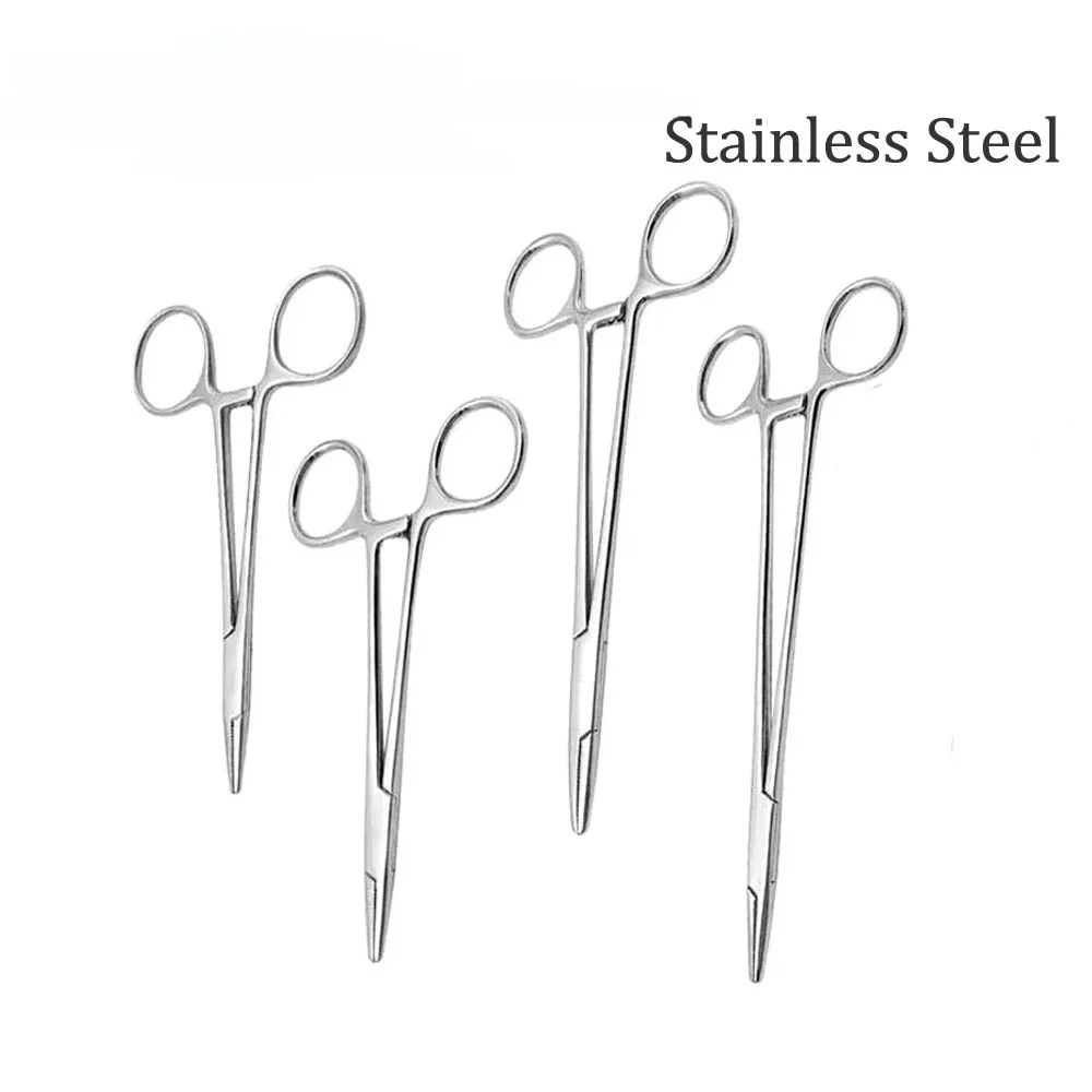 Stainless Steel Locking Forceps Artery Surgical Clamp Curved Straight Tip Fish Hook Pliers Hemostatic Forceps Hand Tools