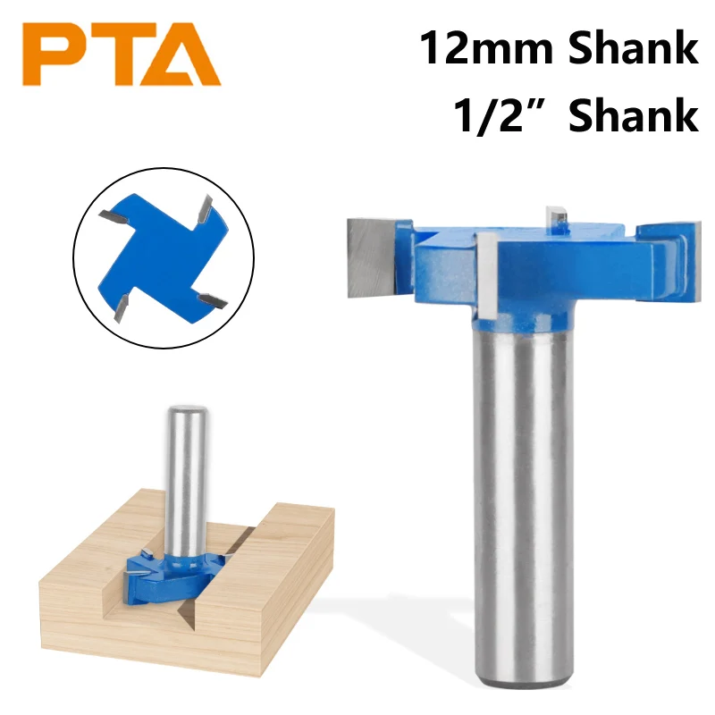 PTA Z4 Four Blade T Type Slotting Cutter Carbide Cutters Router Bit Woodworking Milling Cutter For Wood Bit Face Mill End Mill