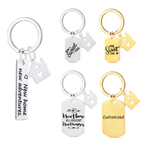 1Piece New Home New Adventures Keychain Sweet Home Gift for Couple Housewarming Homeowner Present Key Chain Pendant