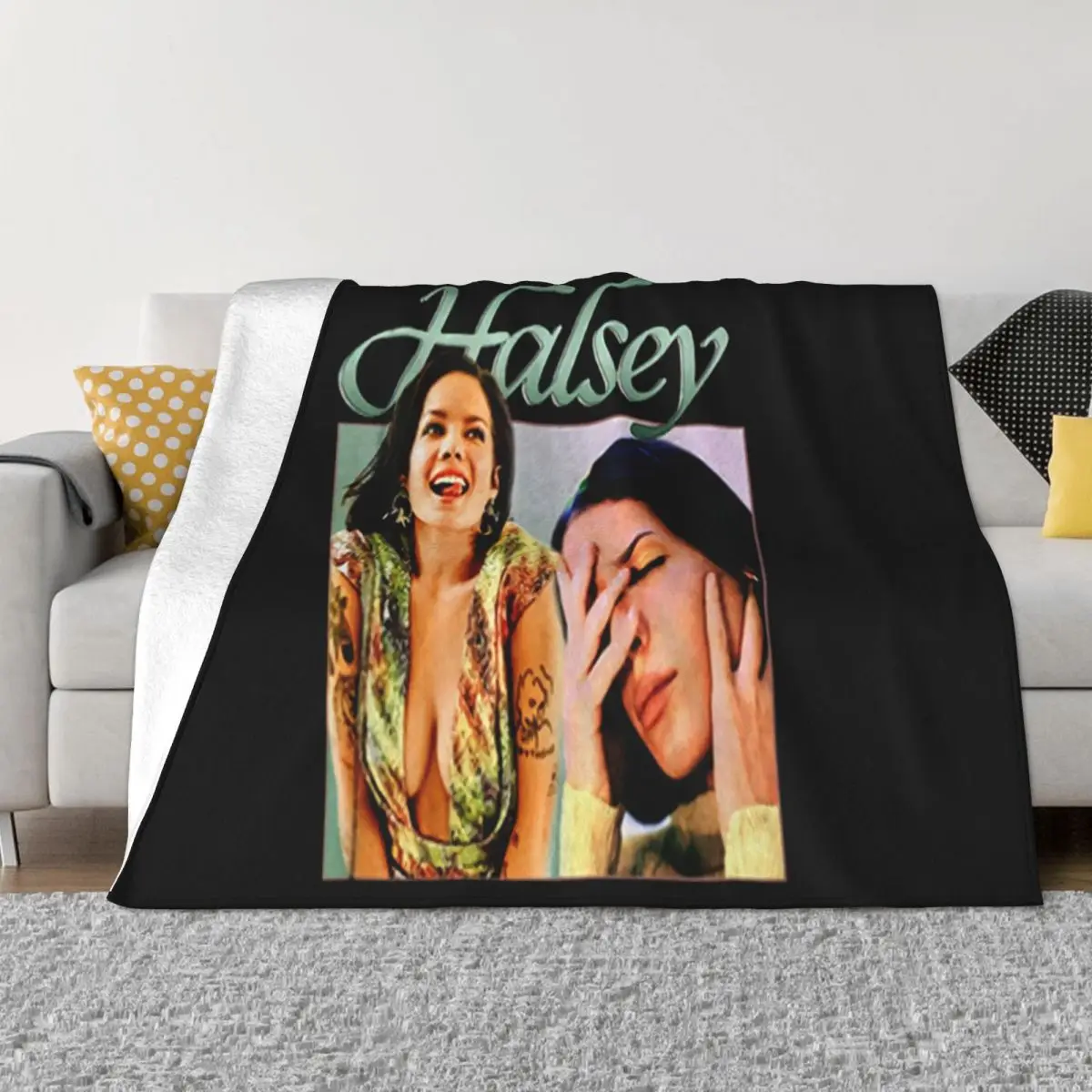 Halsey You Should Be Sad Tour Concert Cototn Black Unisex S Xl Hh503 Plus Size Logo Goth Game Winter Throw Blanket