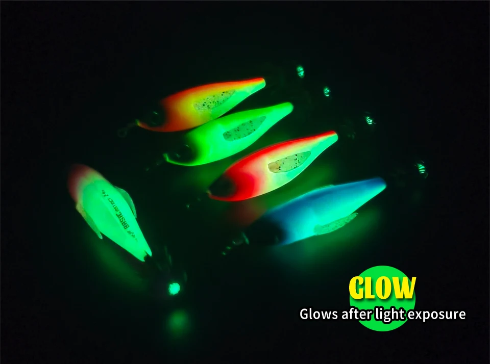 5 Stück UV-Leuchtende Tintenfisch-Jigs Egi-Köder mit Scharfen Haken, Leuchtende Holz-Garnelenköder für Salzwasser, Oktopus- und Tintenfisch-Angeln, Meeresangel-Zubehör-Set – Detail 5