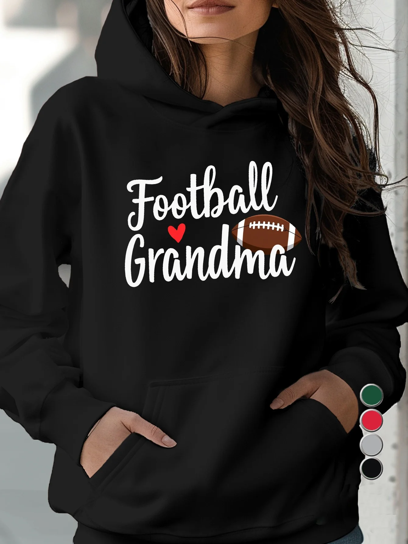 سويت شيرت نسائي كاجوال بغطاء للرأس، تصميم كرة قدم، مناسب للجدات. ارتدي ذلك بشكل عرضي. #1