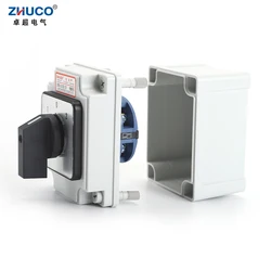 ZHUCO SZW26/LW26-32/D202.2EF 32A 3 Position 2 Phase 1 0 2 Panel Universal Changeover Rotary Knob Cam Switch With Waterproof Box