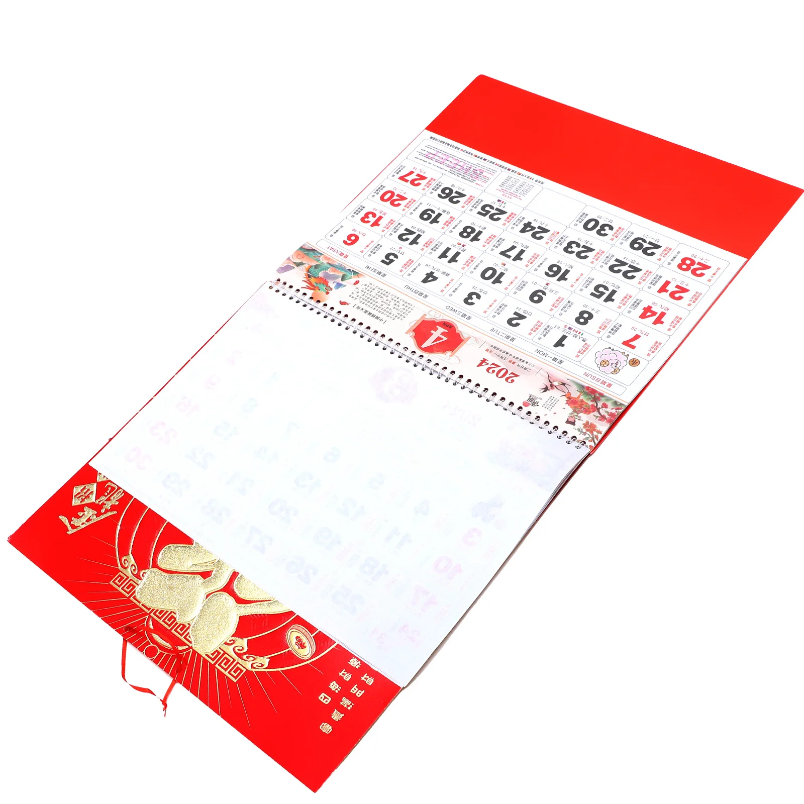 تقويم حائط قمري قابل للتمزيق لعام 2024 تقويم معلق صيني تقليدي سنة تصميم التنين ديكور المنزل