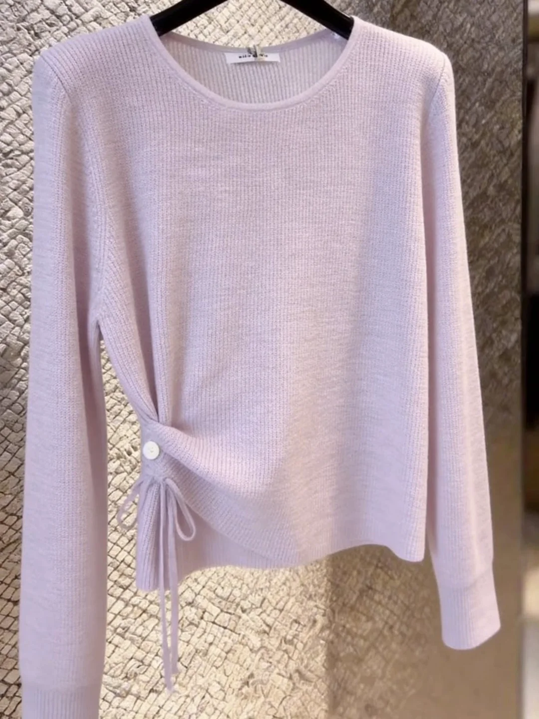 Korean Style Thin Long Sleeve Knitted Sweater Women's New Summer Elegant Age-Defying Cover up Beautiful Top Drawstring