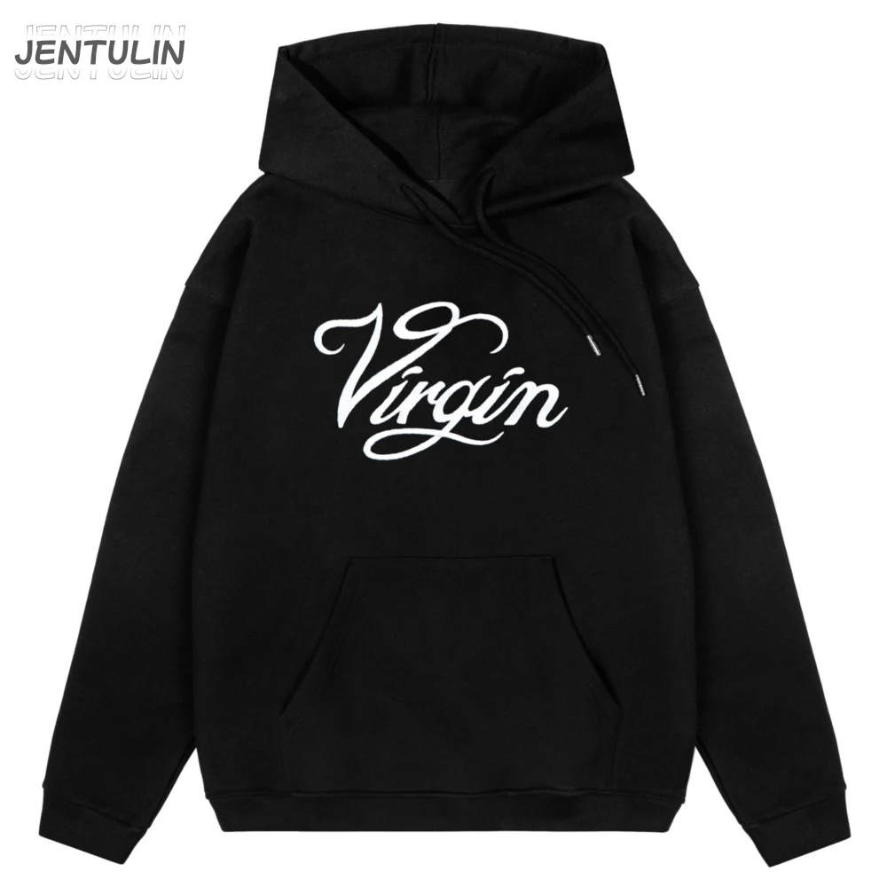 Harajuku Streetwear Pullovers Men's Hoodies Virgin Graphic Letter Print Hooded Loose Sweatshirts Hip Hop Aesthetic Tops Goth Y2k