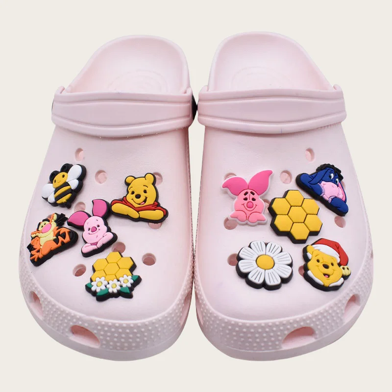 Miniso Cute Winnie Piggy Tigger PVC Cartoon Little Bear Shoes Charm Accessories Children's Cloak DIY Children's Festival Gift