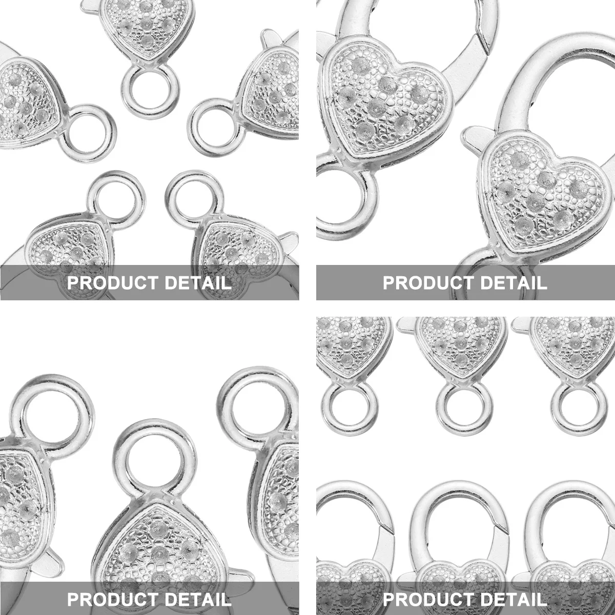 10pcs Heart-Shaped Lobster Clasps Vintage Alloy Key Accessories Jewelry Clasp Diy Bracelets Necklaces Silver Lightweight