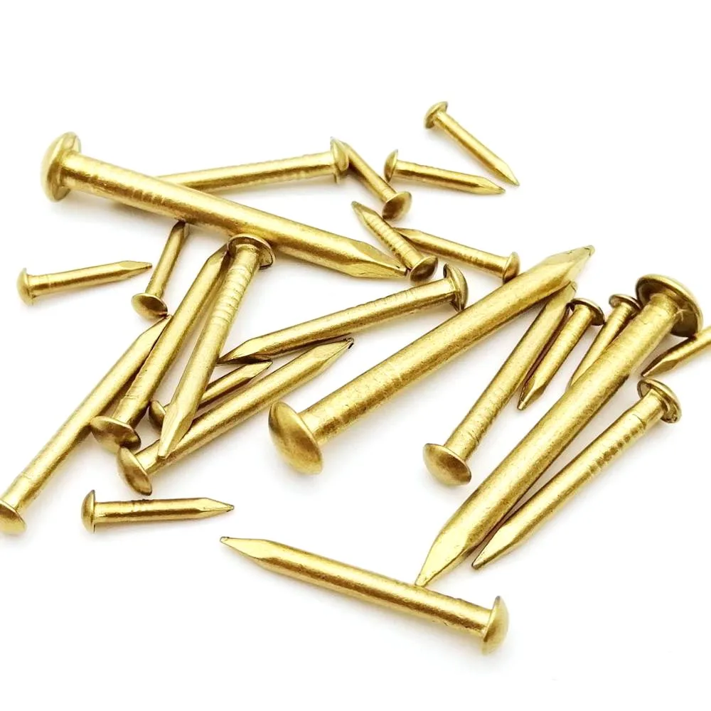Golden Pure Copper Small Round Head Nails Mini Fastener Rivets 1.2/1.5/2/2.8mm 8-50mm for Hinge Drum Jewelry Box