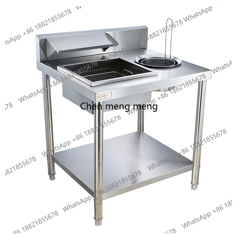 

Commercial Coating Table for Fried Chicken and Burger, Thickened Stainless Steel Workbench