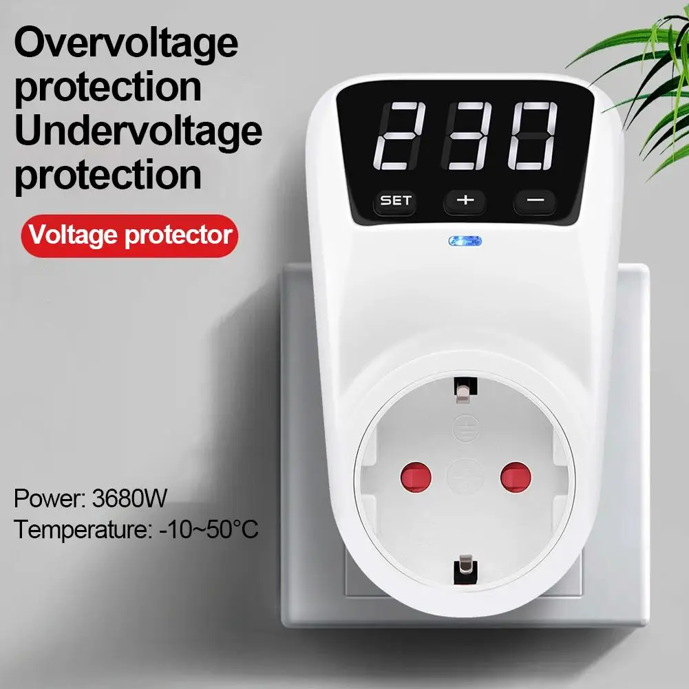 Adjustable Voltage Protector Socket with Automatic Reset Function EU Standard Automatic Adjustable Voltage Safeguard Socket
