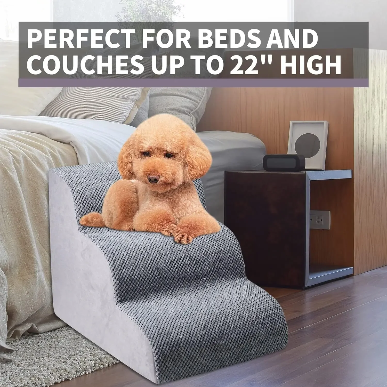 

Трехступенчатая нескользящая лестница для домашних животных (для маленьких собак и кошек) - легкие домашние ступеньки для высоких кроватей, диванов и кушеток