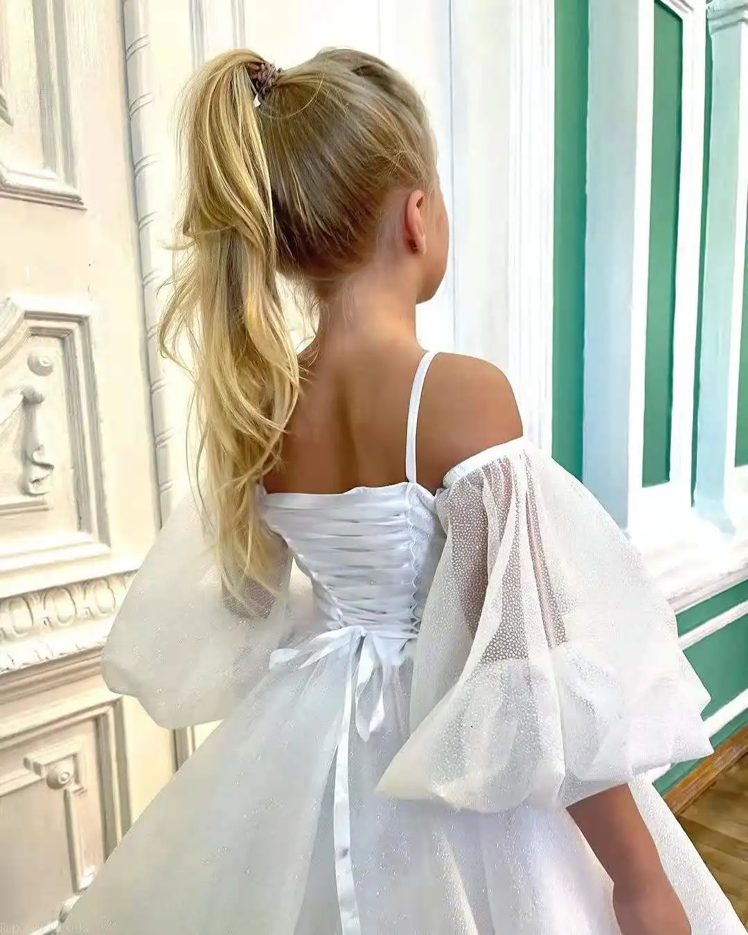 Rosa Nette Pailletten Ballkleid Prinzessin Hochzeits-dressestulle Blume Mädchen Kleider Erstkommunion Kleid Für Mädchen Geburtstag Kinder Kleider