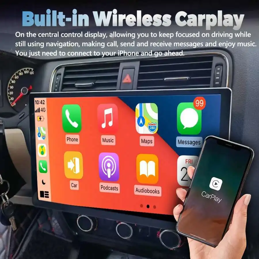 13.3Inch 2K Screen Android Car Multimedia Video Player For Volkswagen VW Jetta 6 Bora 2011-2018 Stereo GPS Navi Wireless Carplay