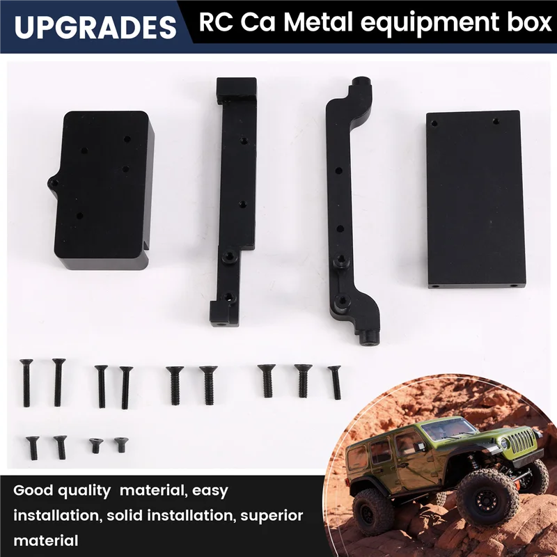 AS96-Kit Kotak Peralatan Penerima Radio Logam untuk Axial SCX6 AXI05000 JEEP Wrangler AXI05001 Trail Honcho 1/6 RC Mobil Perayap