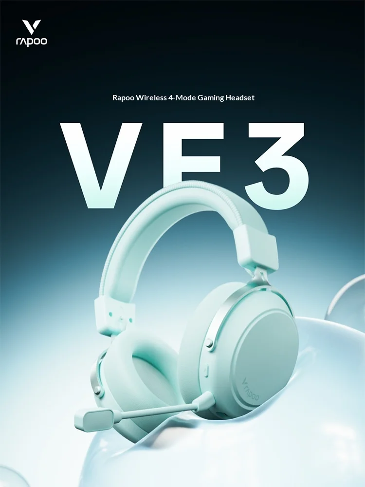 NEW Rapoo VE3 Wired Wireless Gaming Headset Quad Mode 15ms Low Latency V+ Algorithm ENC Mic 7.1 Surround Sound Headphone Gift