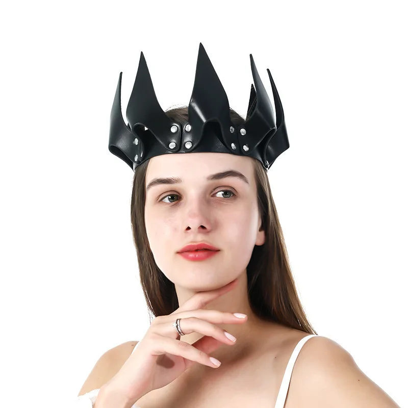 TleMeny Sexy Leder Crown Maske Bdsm Fetisch Kopf Schwarz Cosplay Gesicht Erwachsene Halloween Karneval Club Maskerade Partei Maske Sex Spielzeug