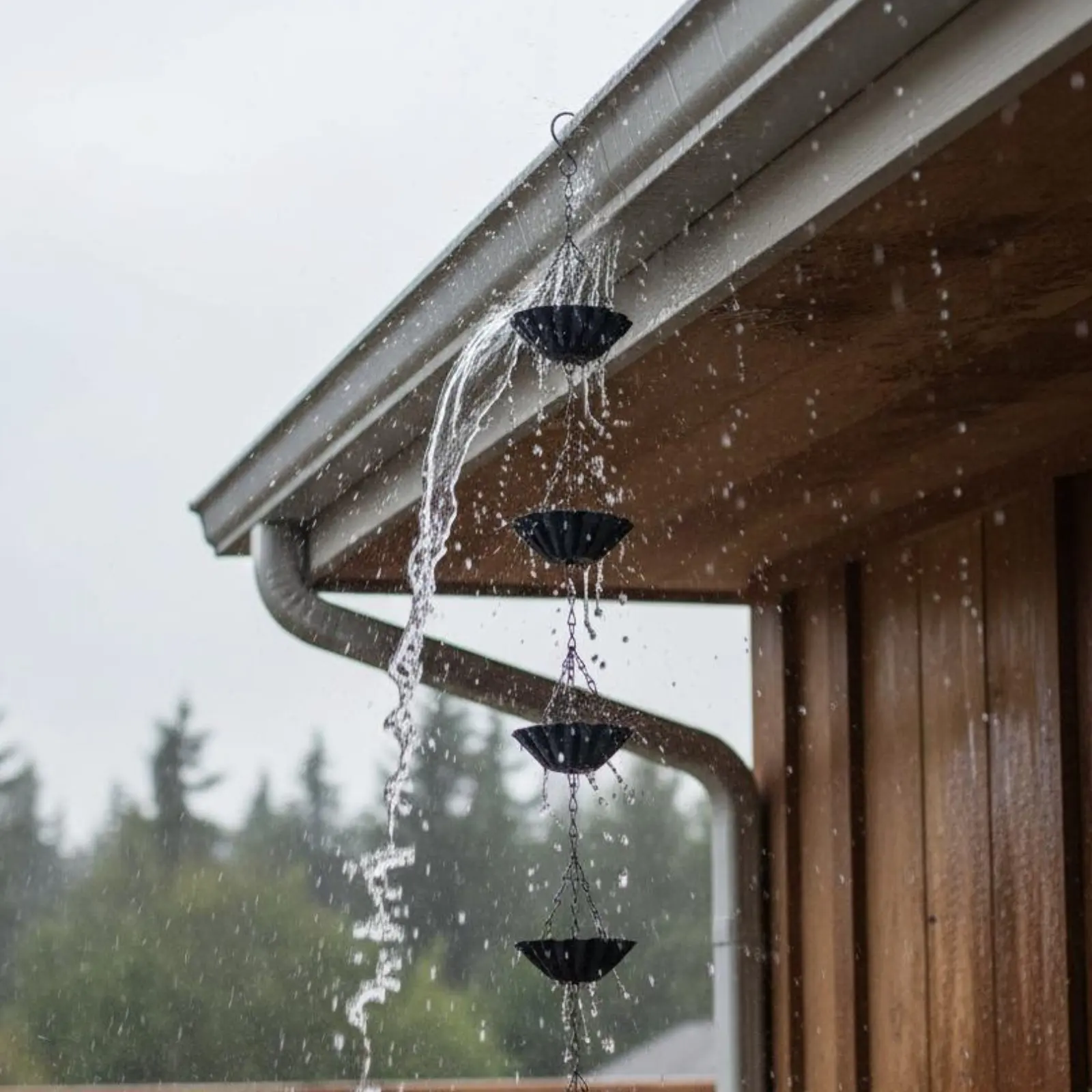 Lotus Rain Chain Weather-Resistant Metal Hanging Gutter Chain Outdoor Decor Gentle Water Flow Modern for Yard, Patio